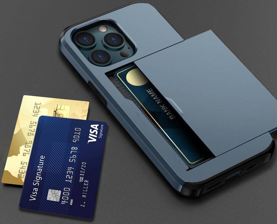 Apple iPhone 15 Pro Hoesje met Slider Kaarthouder Back Cover Blauw afbeelding 20