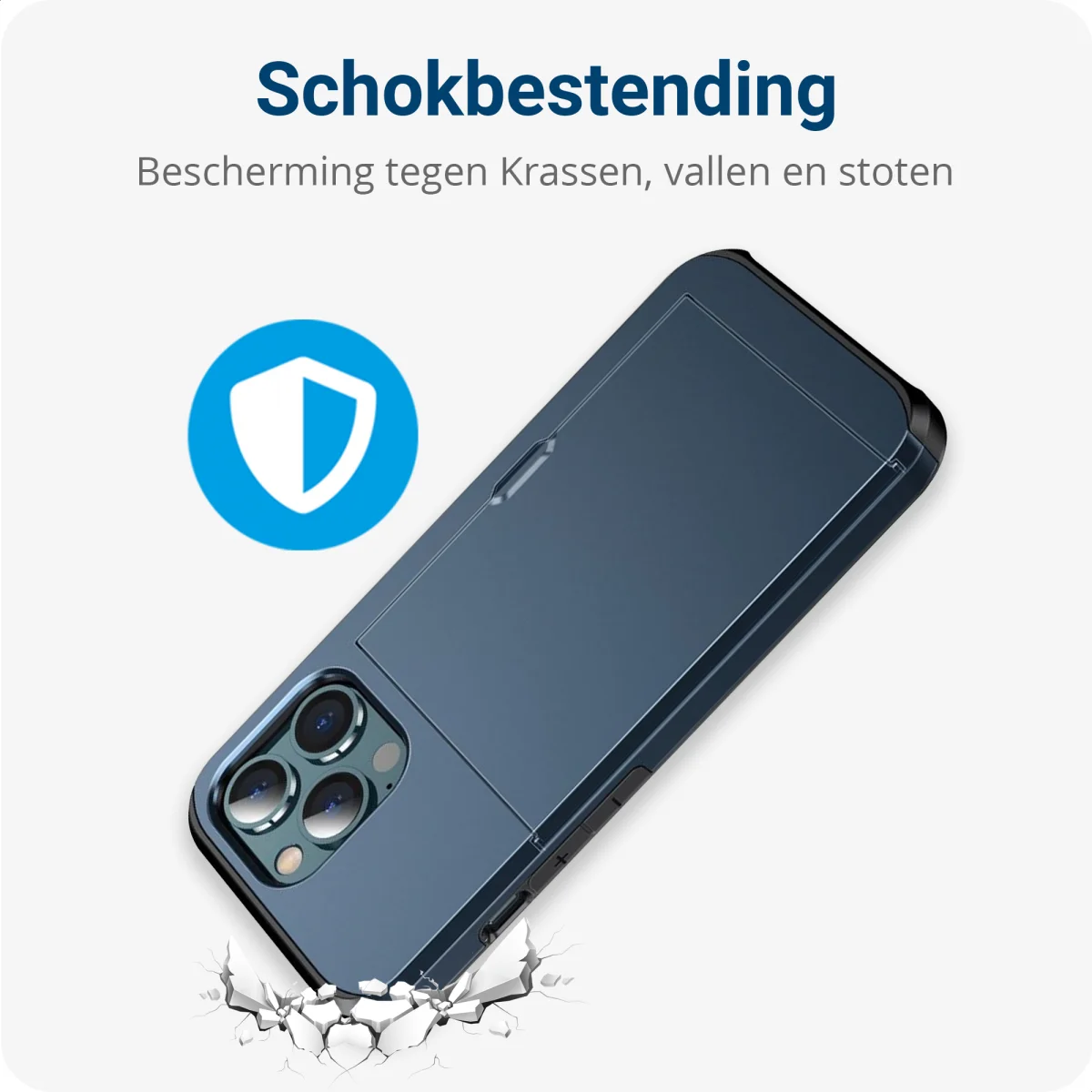 Apple iPhone 15 Pro Hoesje met Slider Kaarthouder Back Cover Blauw afbeelding 11