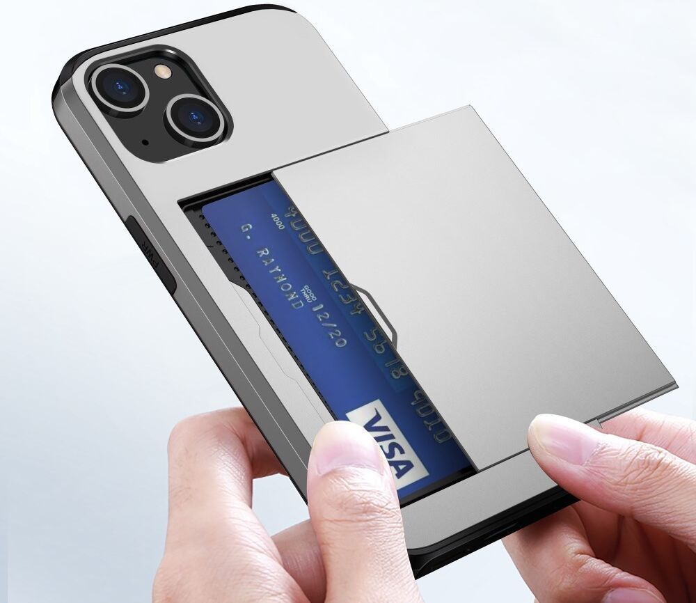 Apple iPhone 15 Plus Hoesje met Slider Kaarthouder Back Cover Grijs afbeelding 20