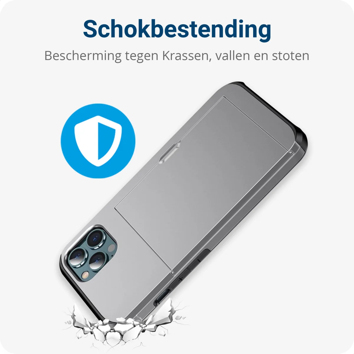 Apple iPhone 15 Pro Hoesje met Slider Kaarthouder Back Cover Grijs afbeelding 11