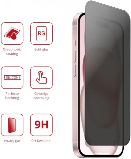 Rosso Apple iPhone 15 Plus 9H Tempered Glass Screen Protector Privacy afbeelding 3