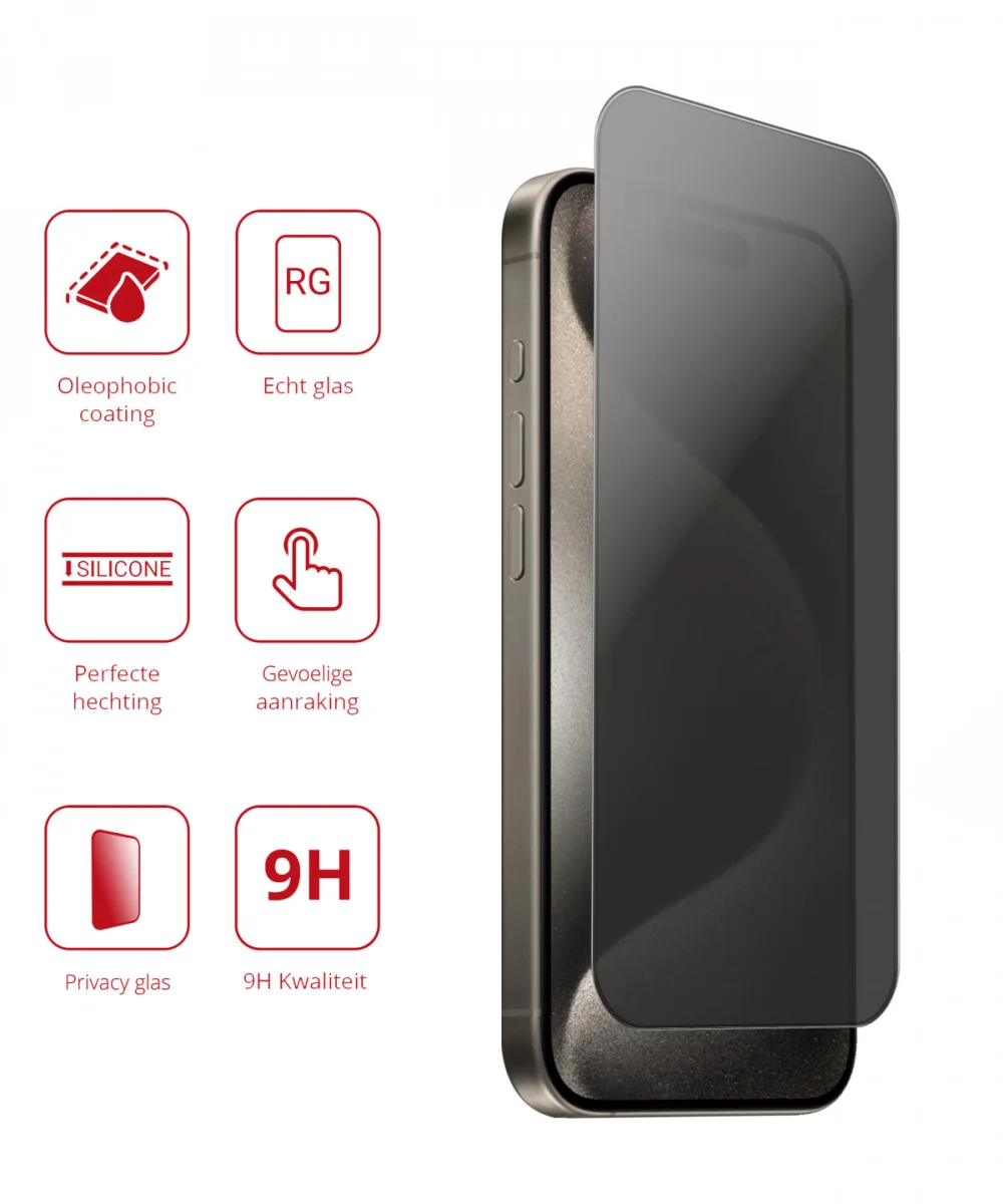 Rosso Apple iPhone 15 Pro Max Tempered Glass Screen Protector Privacy afbeelding 2