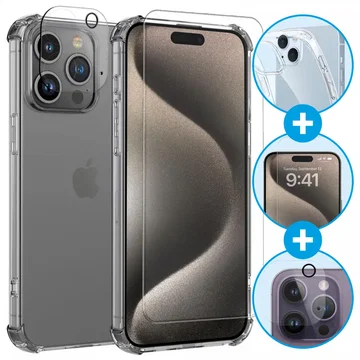 Apple iPhone 15 Pro Hoesje + Screen Protector + Camera Protector