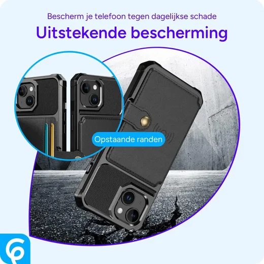 Apple iPhone 15 3 in 1 Back Cover Portemonnee Hoesje Zwart afbeelding 8