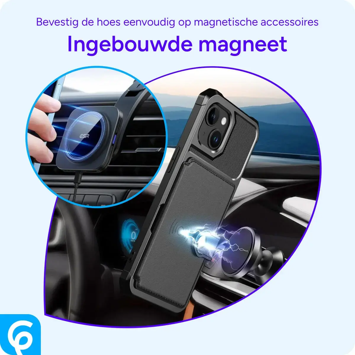 Apple iPhone 15 3 in 1 Back Cover Portemonnee Hoesje Zwart afbeelding 9