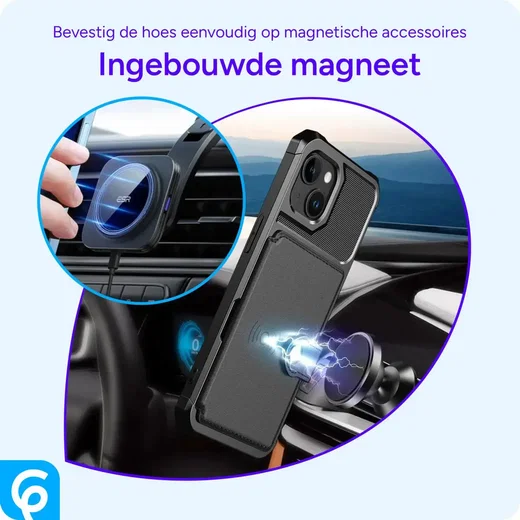 Apple iPhone 15 3 in 1 Back Cover Portemonnee Hoesje Zwart afbeelding 9