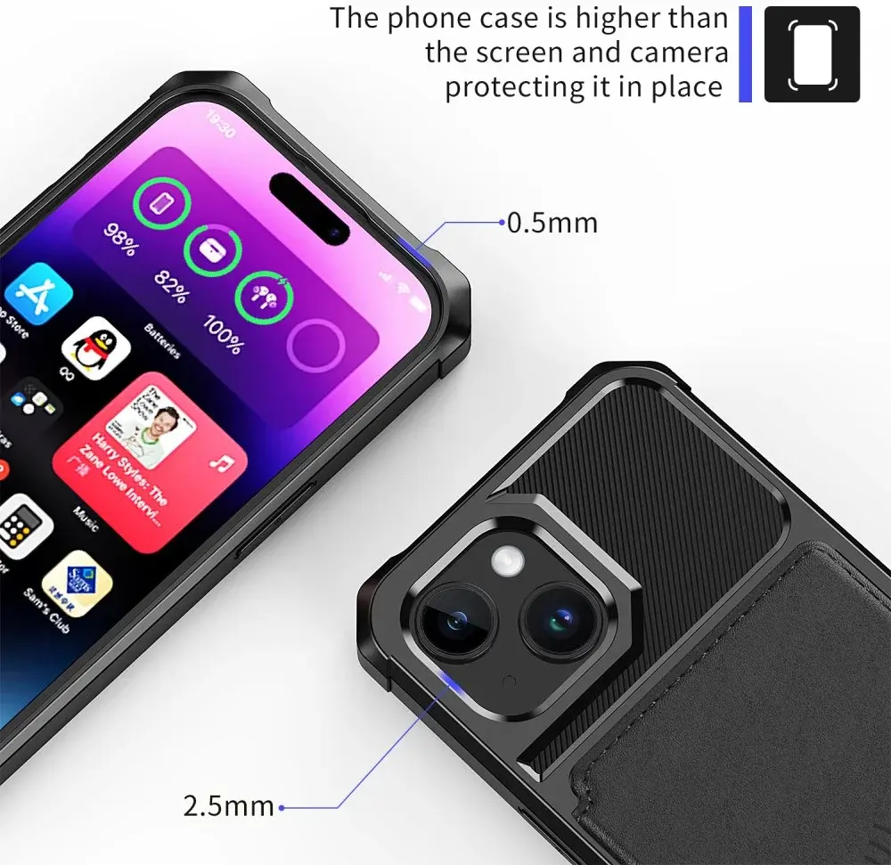 Apple iPhone 15 Plus 3 in 1 Back Cover Portemonnee Hoesje Zwart afbeelding 10
