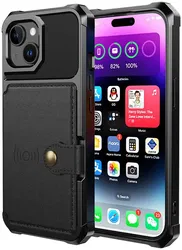 Apple iPhone 15 Plus 3 in 1 Back Cover Portemonnee Hoesje Zwart afbeelding