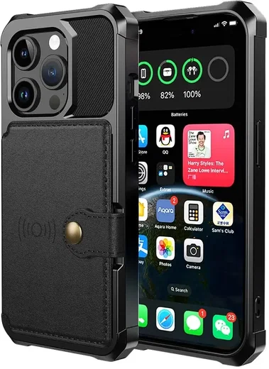 Apple iPhone 15 Pro 3 in 1 Back Cover Portemonnee Hoesje Zwart afbeelding 5