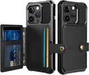 Apple iPhone 15 Pro 3 in 1 Back Cover Portemonnee Hoesje Zwart