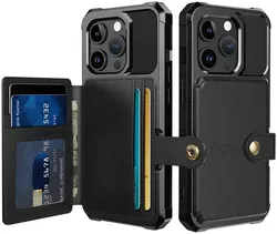 Apple iPhone 15 Pro 3 in 1 Back Cover Portemonnee Hoesje Zwart afbeelding