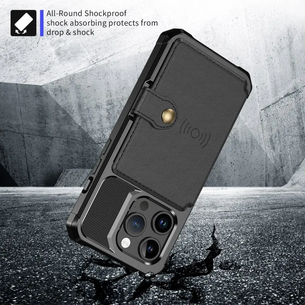 Apple iPhone 15 Pro 3 in 1 Back Cover Portemonnee Hoesje Zwart afbeelding 9