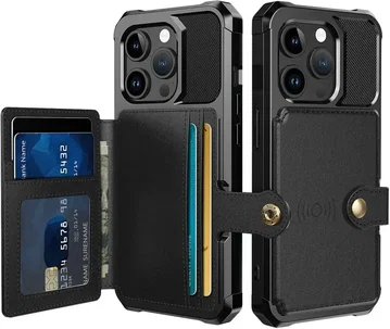 Apple iPhone 15 Pro Max 3 in 1 Back Cover Portemonnee Hoesje Zwart