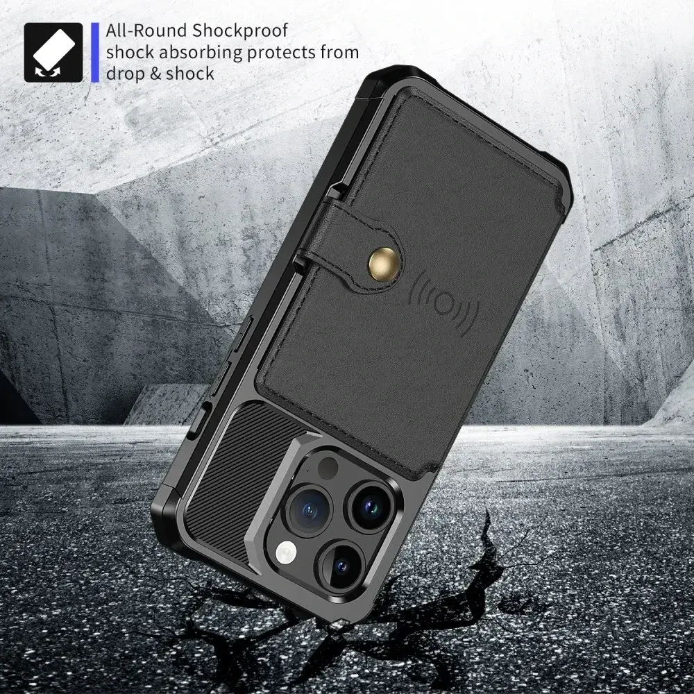 Apple iPhone 15 Pro Max 3 in 1 Back Cover Portemonnee Hoesje Zwart afbeelding 9