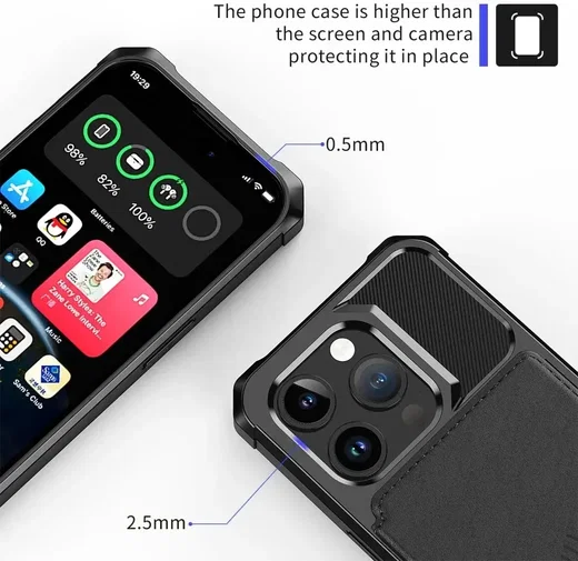 Apple iPhone 15 Pro Max 3 in 1 Back Cover Portemonnee Hoesje Zwart afbeelding 10