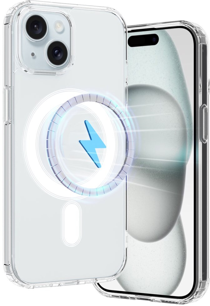 Apple iPhone 15 Plus Hoesje MagSafe Dun TPU Back Cover Transparant afbeelding 2