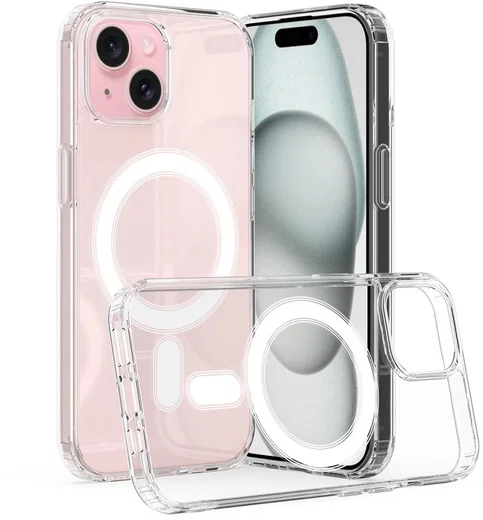 Apple iPhone 15 Plus Hoesje MagSafe Dun TPU Back Cover Transparant afbeelding 1