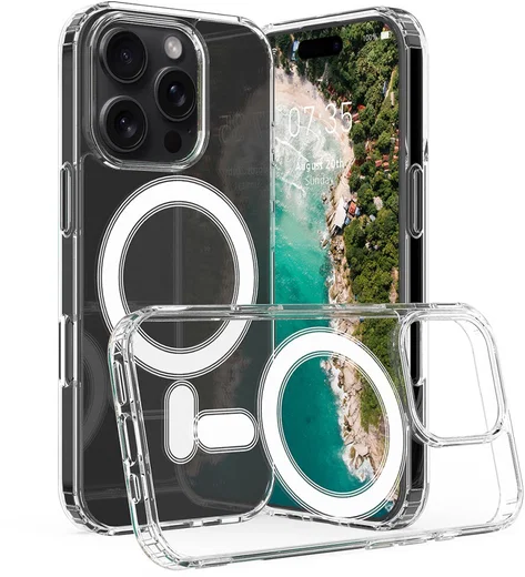 Apple iPhone 15 Pro Max Hoesje met MagSafe Dun TPU Transparant afbeelding 1