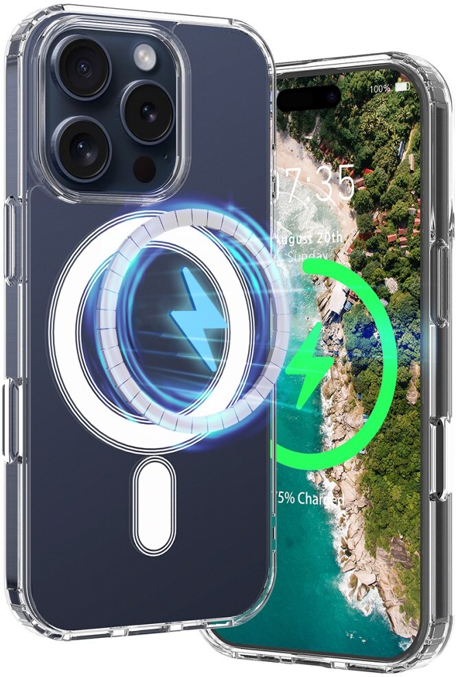 Apple iPhone 15 Pro Max Hoesje met MagSafe Dun TPU Transparant afbeelding 2