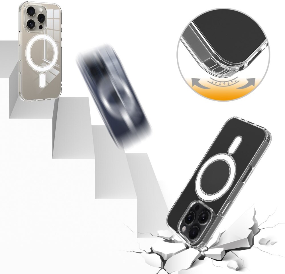 Apple iPhone 15 Pro Max Hoesje met MagSafe Dun TPU Transparant afbeelding 10