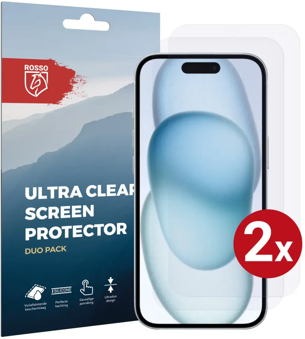 Rosso Apple iPhone 15 Screen Protector Ultra Clear Duo Pack afbeelding 1