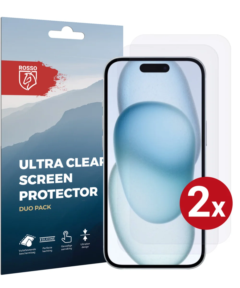 Rosso Apple iPhone 15 Plus Screen Protector Ultra Clear Duo Pack afbeelding 1