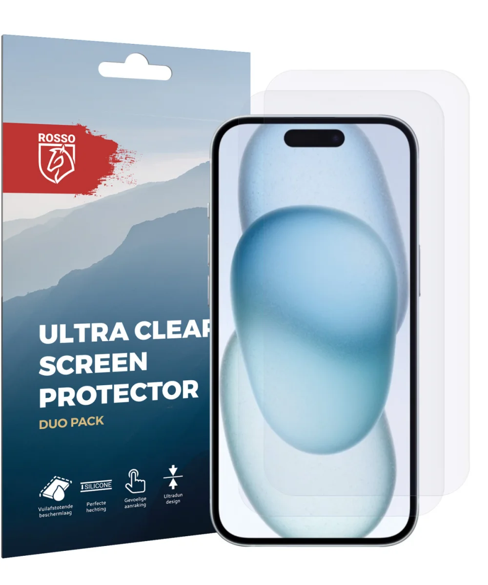 Rosso Apple iPhone 15 Plus Screen Protector Ultra Clear Duo Pack afbeelding 5