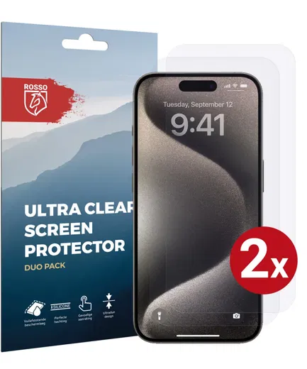 Rosso Apple iPhone 15 Pro Screen Protector Ultra Clear Duo Pack afbeelding 1