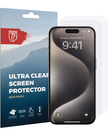 Rosso Apple iPhone 15 Pro Screen Protector Ultra Clear Duo Pack afbeelding 8