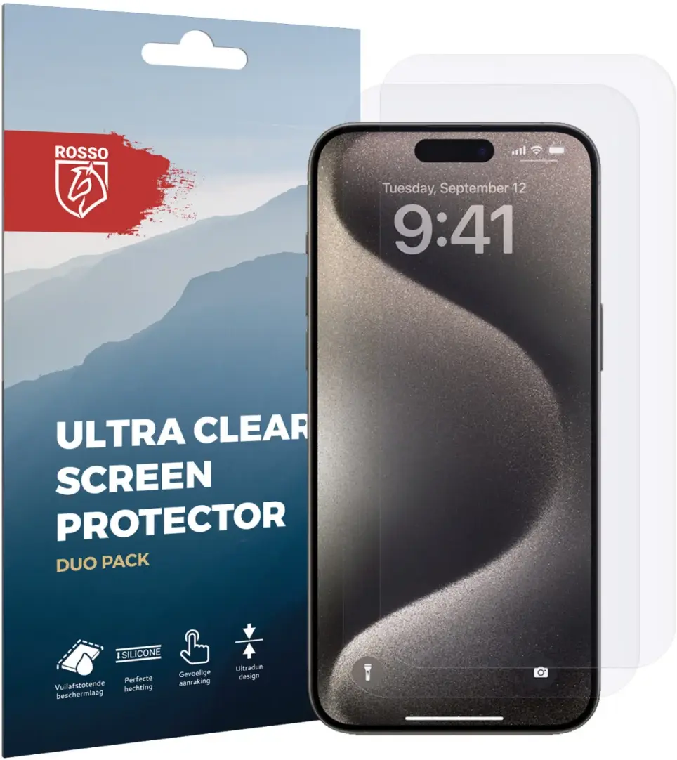 Rosso Apple iPhone 15 Pro Max Screen Protector Ultra Clear Duo Pack afbeelding 5