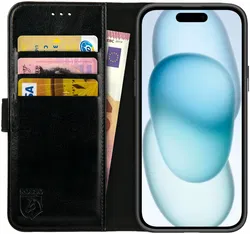 Rosso Element Apple iPhone 15 Hoesje Book Case Wallet Zwart afbeelding