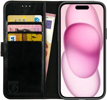 Rosso Element Apple iPhone 15 Plus Hoesje Book Case Wallet Zwart