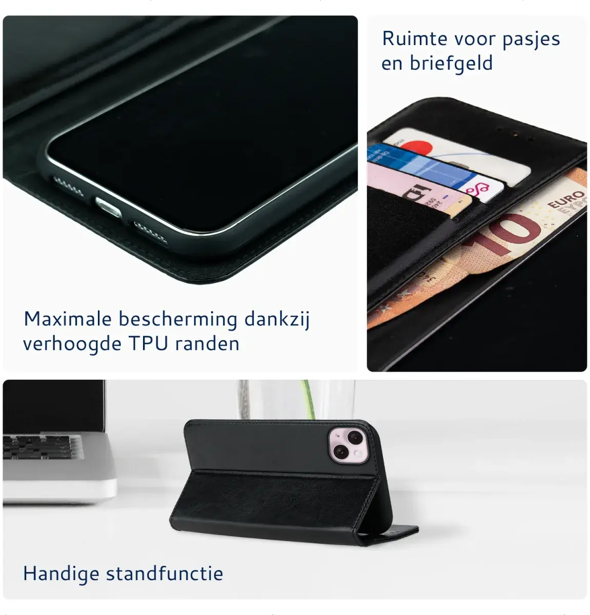 Rosso Element Apple iPhone 15 Plus Hoesje Book Case Wallet Zwart afbeelding 5