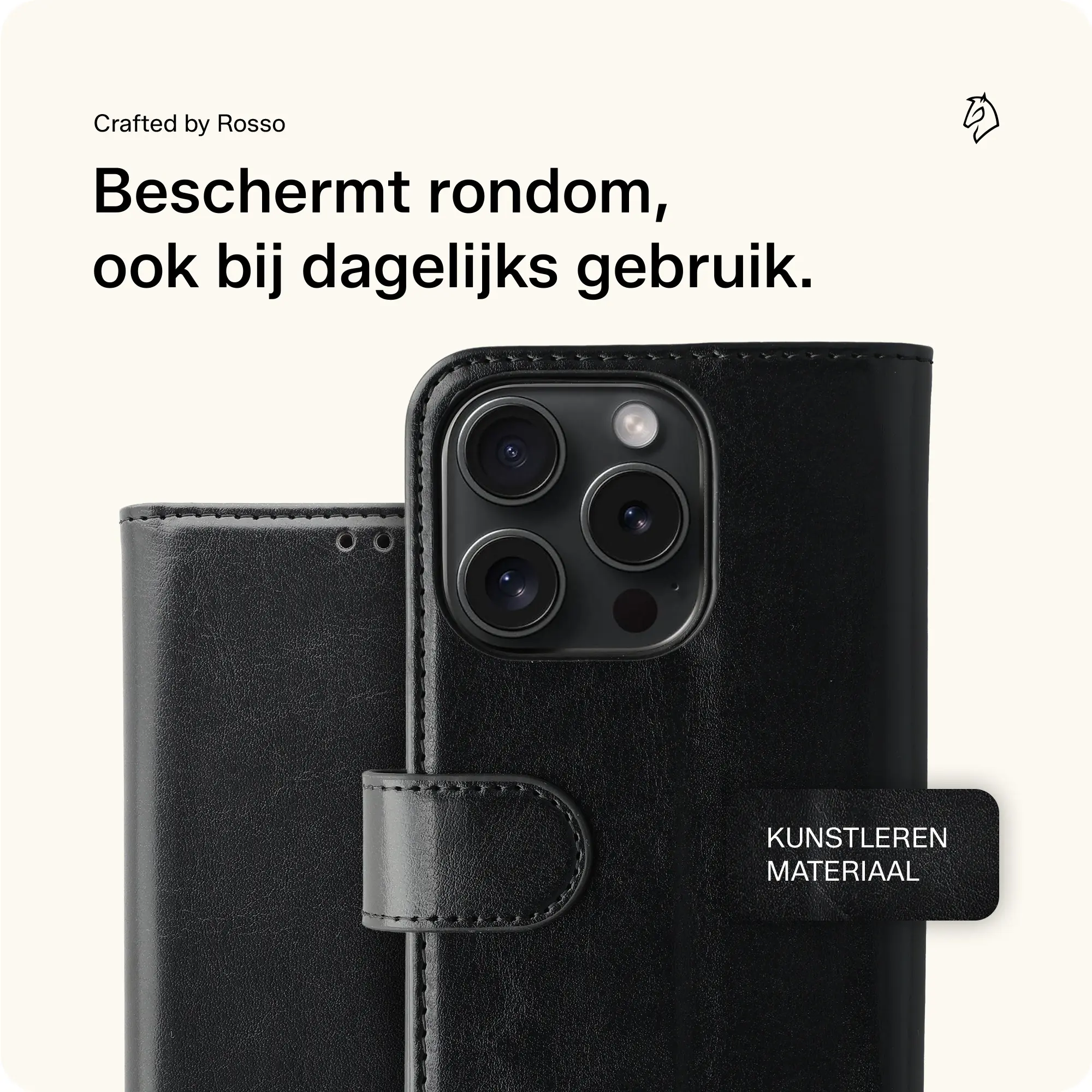 Rosso Element Apple iPhone 15 Pro Hoesje Book Case Wallet Zwart afbeelding 4