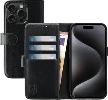 Rosso Element Apple iPhone 15 Pro Hoesje Book Case Wallet Zwart