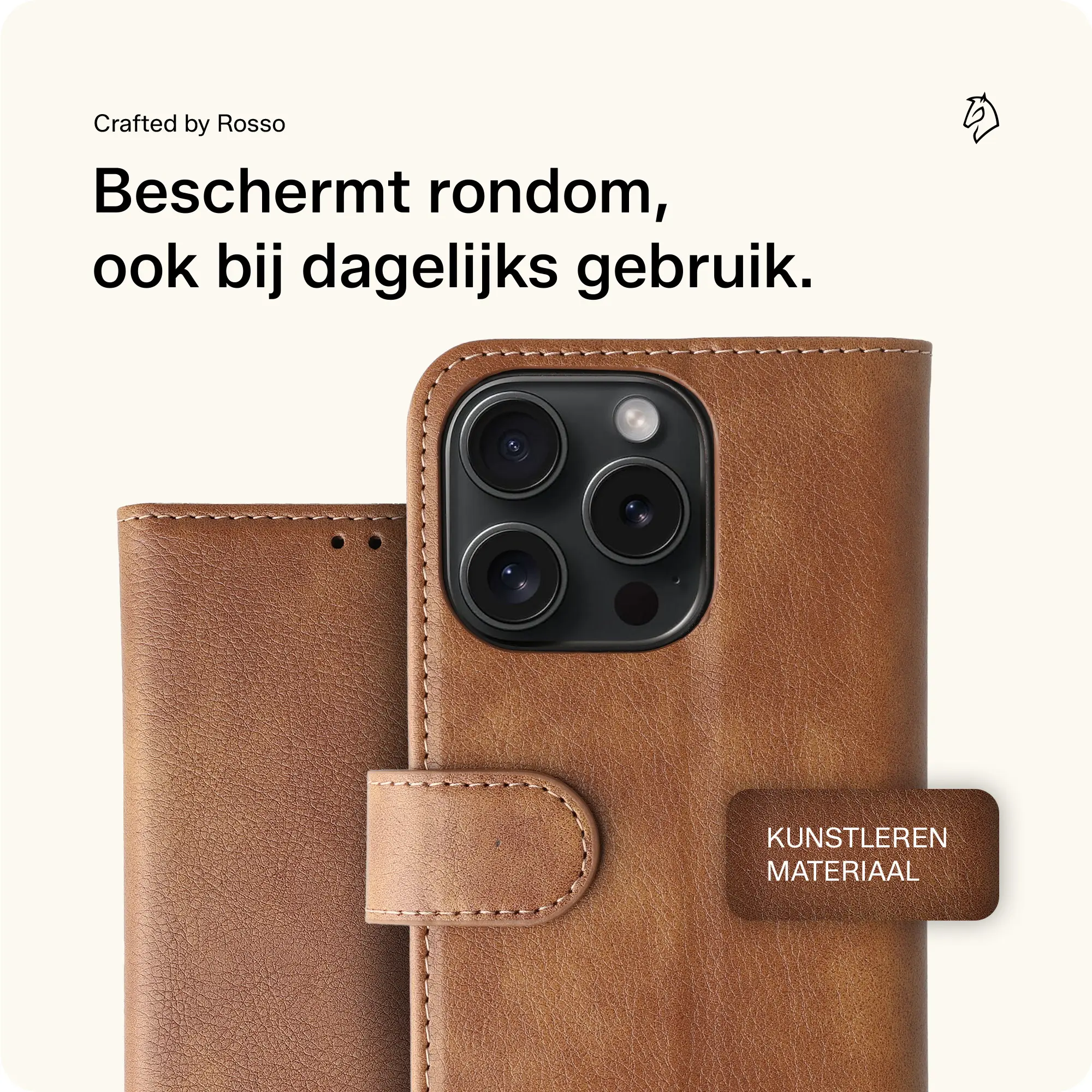 Rosso Element Apple iPhone 15 Pro Hoesje Book Case Wallet Bruin afbeelding 4
