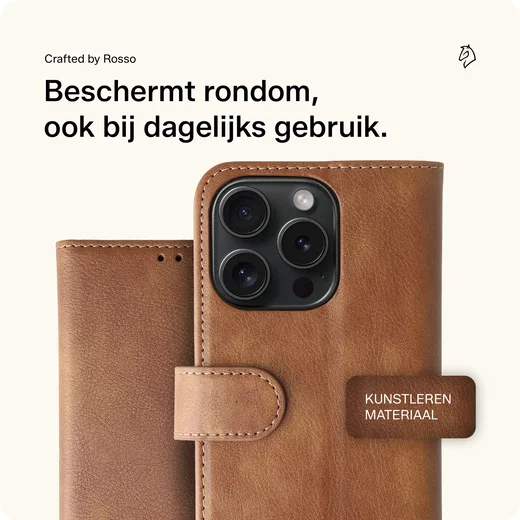 Rosso Element Apple iPhone 15 Pro Hoesje Book Case Wallet Bruin afbeelding 4