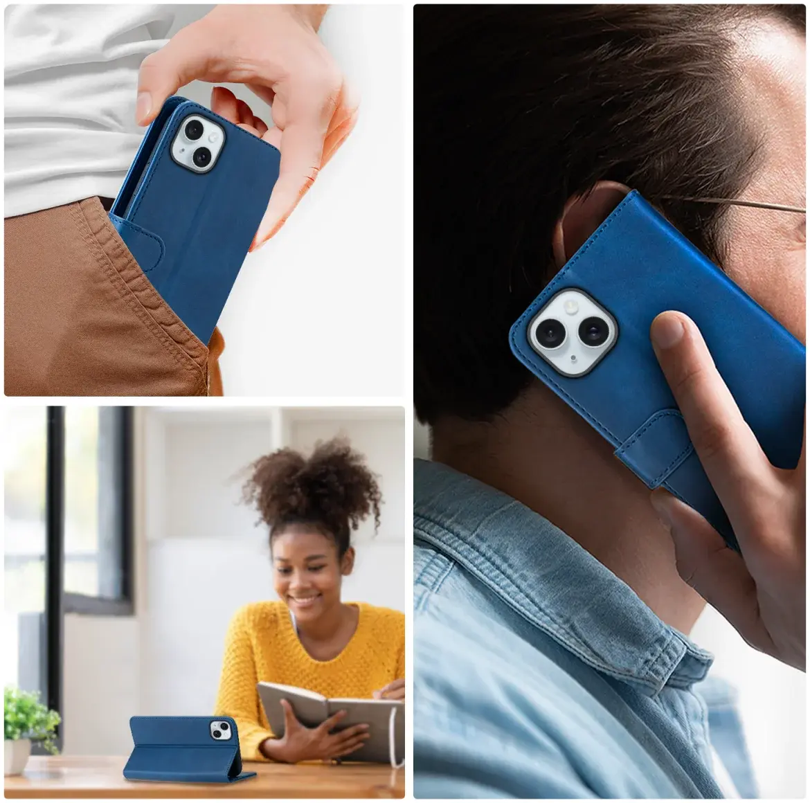 Rosso Element Apple iPhone 15 Hoesje Book Case Wallet Blauw afbeelding 4