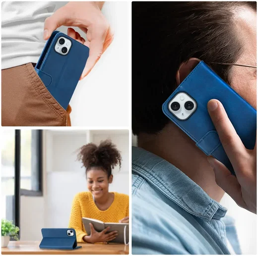 Rosso Element Apple iPhone 15 Hoesje Book Case Wallet Blauw afbeelding 4