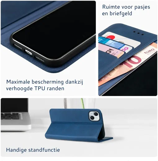 Rosso Element Apple iPhone 15 Hoesje Book Case Wallet Blauw afbeelding 5