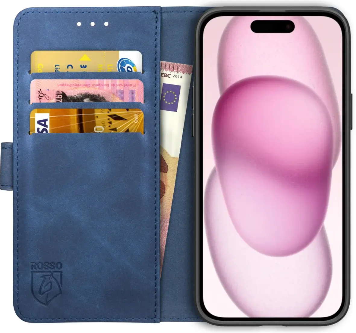 Rosso Element Apple iPhone 15 Plus Hoesje Book Case Wallet Blauw afbeelding 1