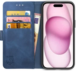 Rosso Element Apple iPhone 15 Plus Hoesje Book Case Wallet Blauw afbeelding