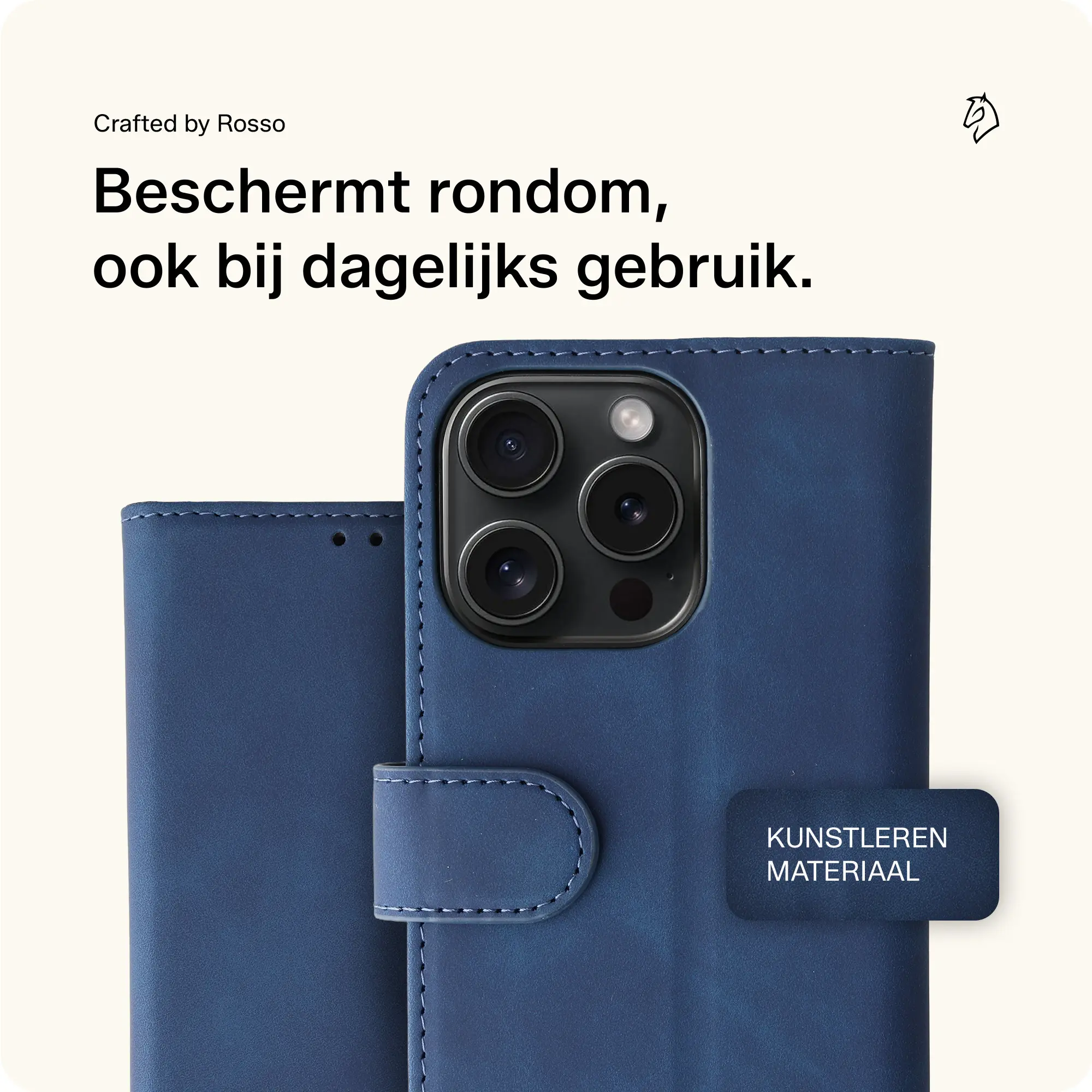 Rosso Element Apple iPhone 15 Pro Hoesje Book Case Wallet Blauw afbeelding 4