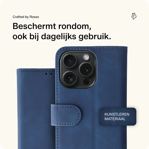 Rosso Element Apple iPhone 15 Pro Hoesje Book Case Wallet Blauw afbeelding 4