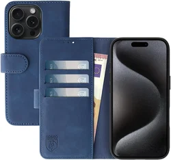 Rosso Element Apple iPhone 15 Pro Hoesje Book Case Wallet Blauw afbeelding