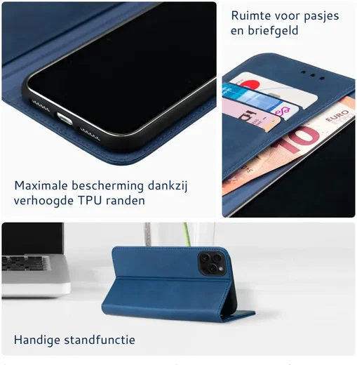 Rosso Element Apple iPhone 15 Pro Max Hoesje Book Case Wallet Blauw afbeelding 5