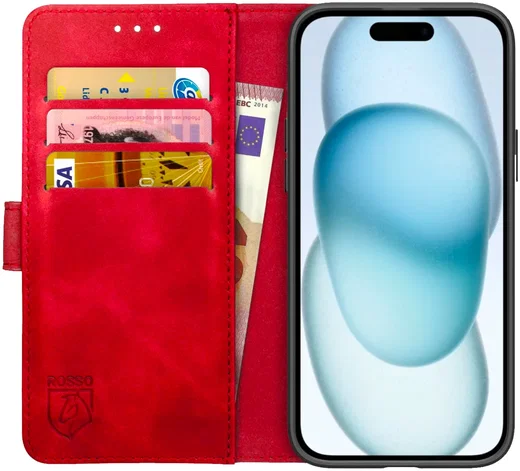 Rosso Element Apple iPhone 15 Hoesje Book Case Wallet Rood afbeelding 1