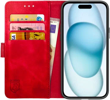 Rosso Element Apple iPhone 15 Hoesje Book Case Wallet Rood