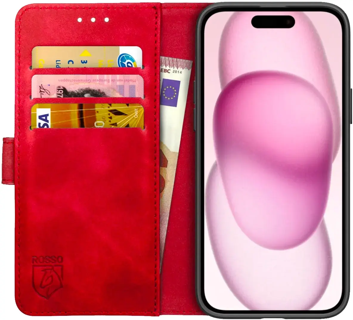 Rosso Element Apple iPhone 15 Plus Hoesje Book Case Wallet Rood afbeelding 1