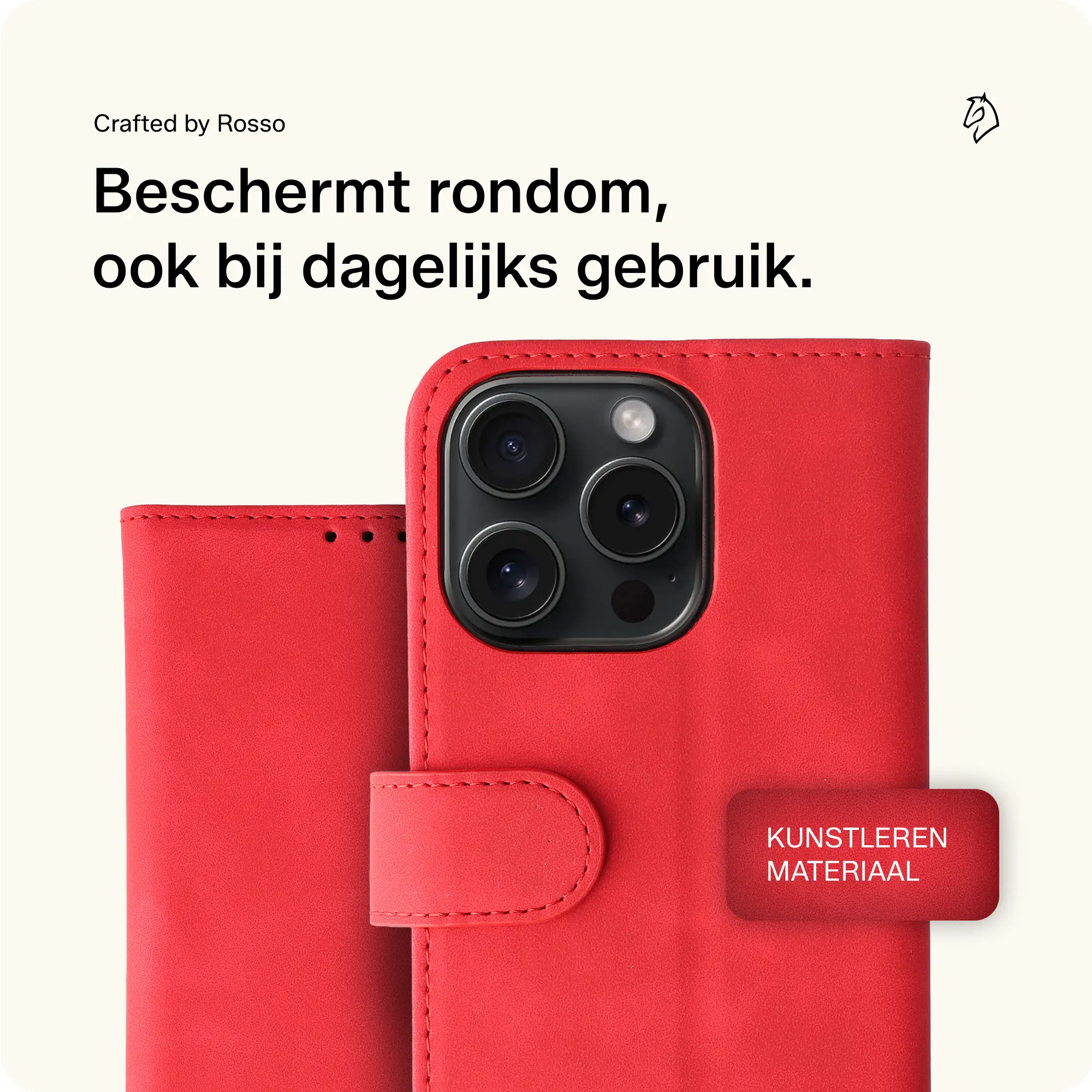 Rosso Element Apple iPhone 15 Pro Hoesje Book Case Wallet Rood afbeelding 4